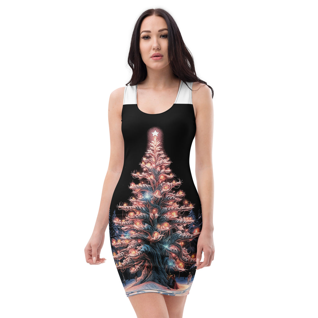 vantageu womens christmas fairy all over me bodycon dress front view