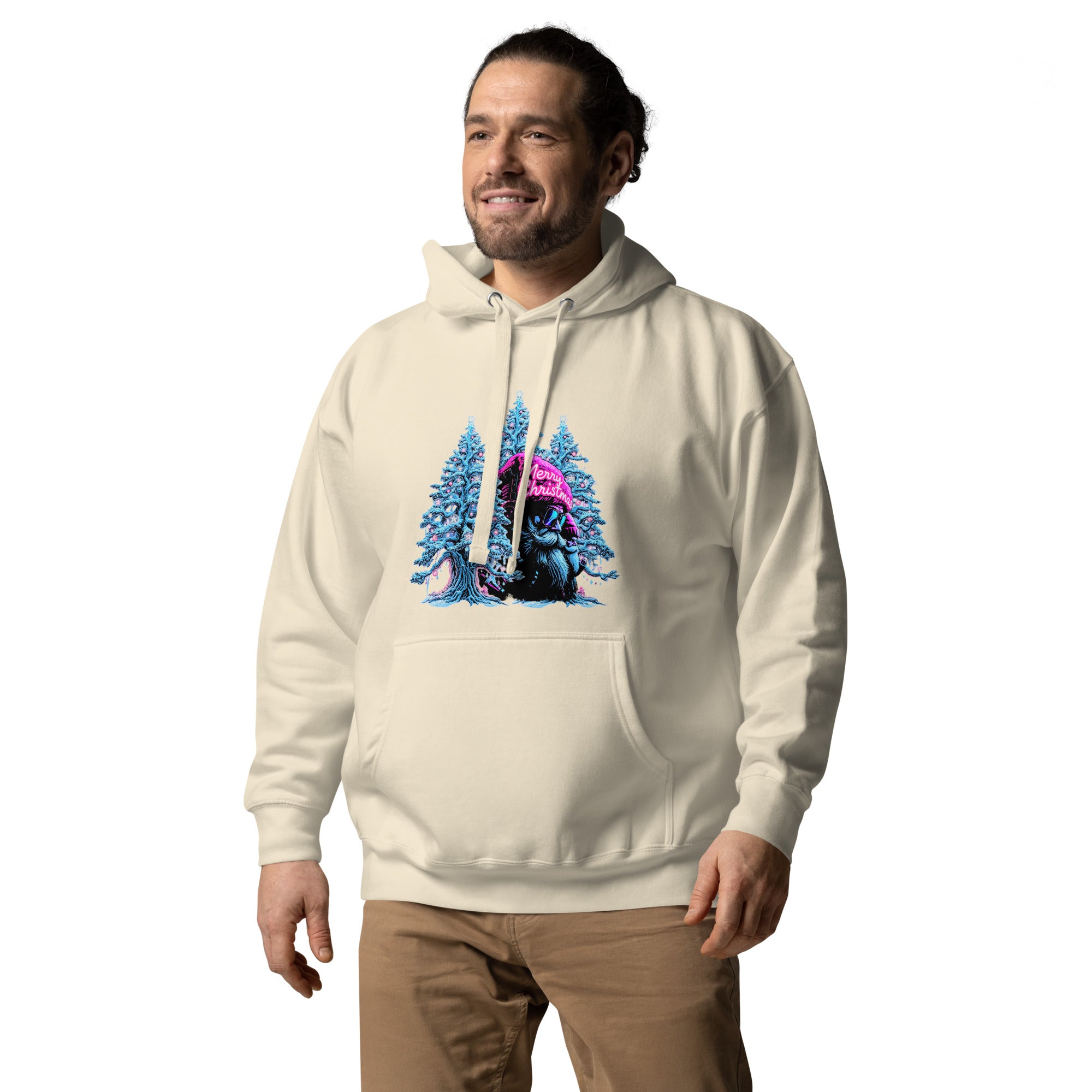 close-up vantageu neon christmas box graphic print premium fleece men’s hoodie