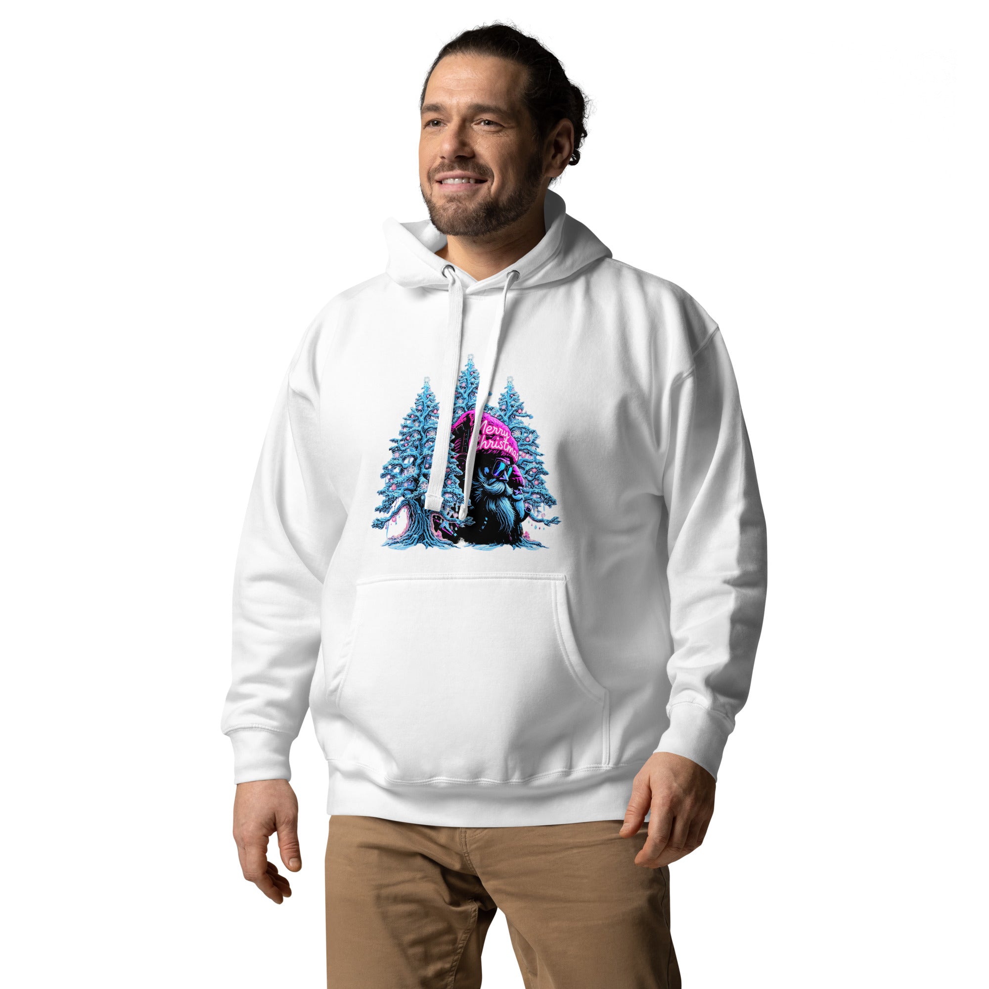 vantageu mens neon christmas box premium hoodie front view