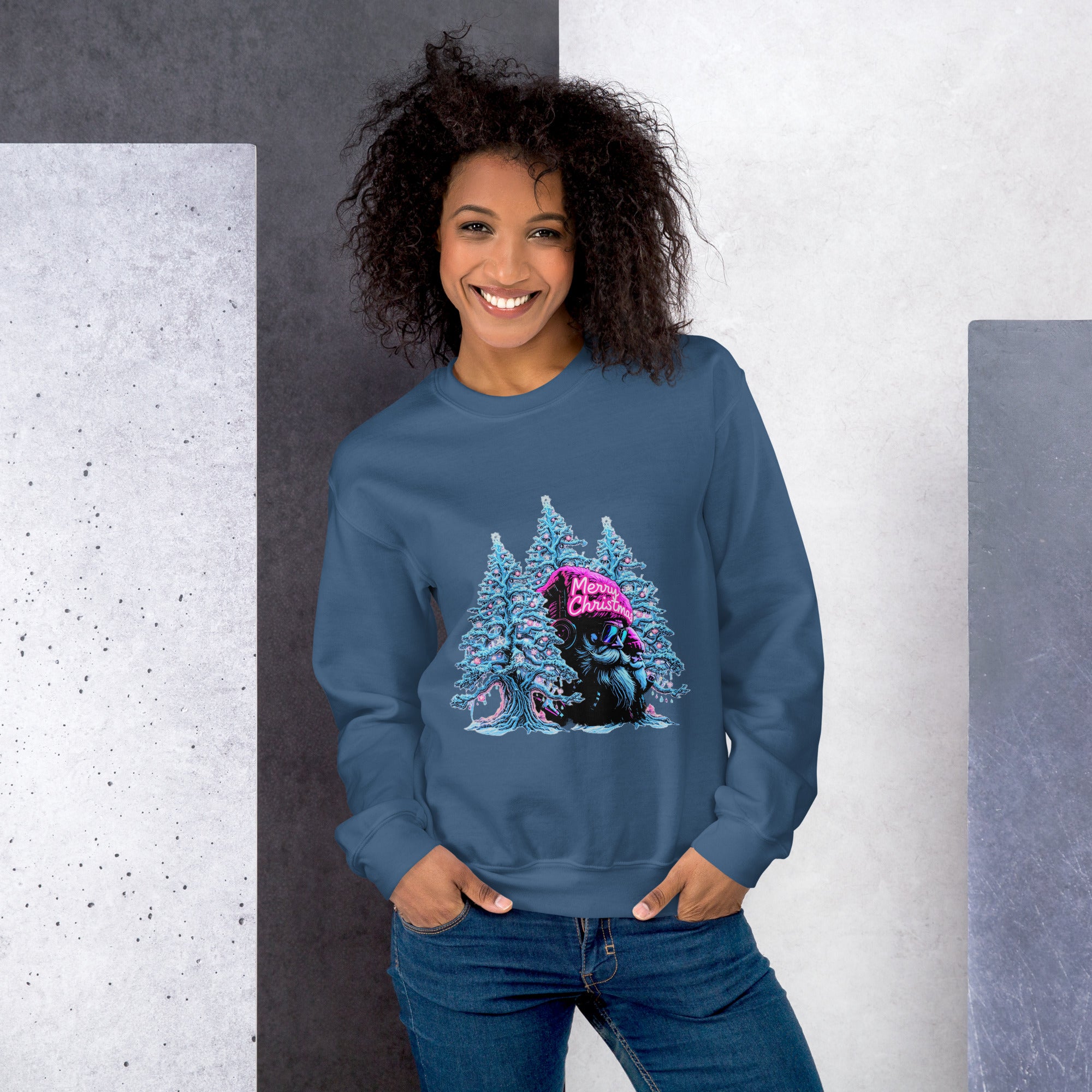 vantageu womens neon christmas box premium long-sleeve tee lifestyle women holiday streetwear