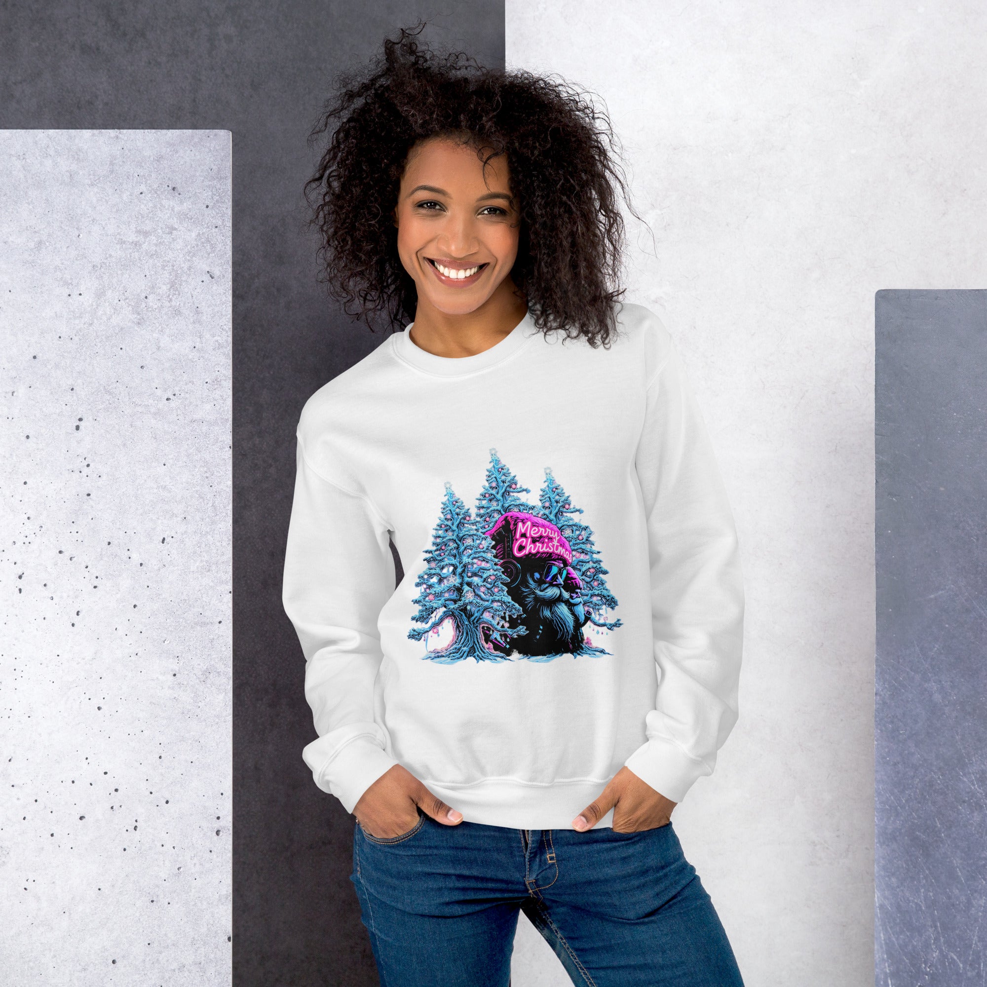 close-up vantageu neon christmas box graphic print women long-sleeve tee premium cotton