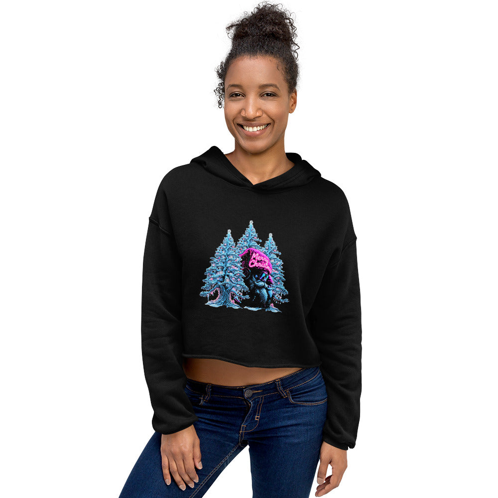 vantageu womens neon christmas crop hoodie front view