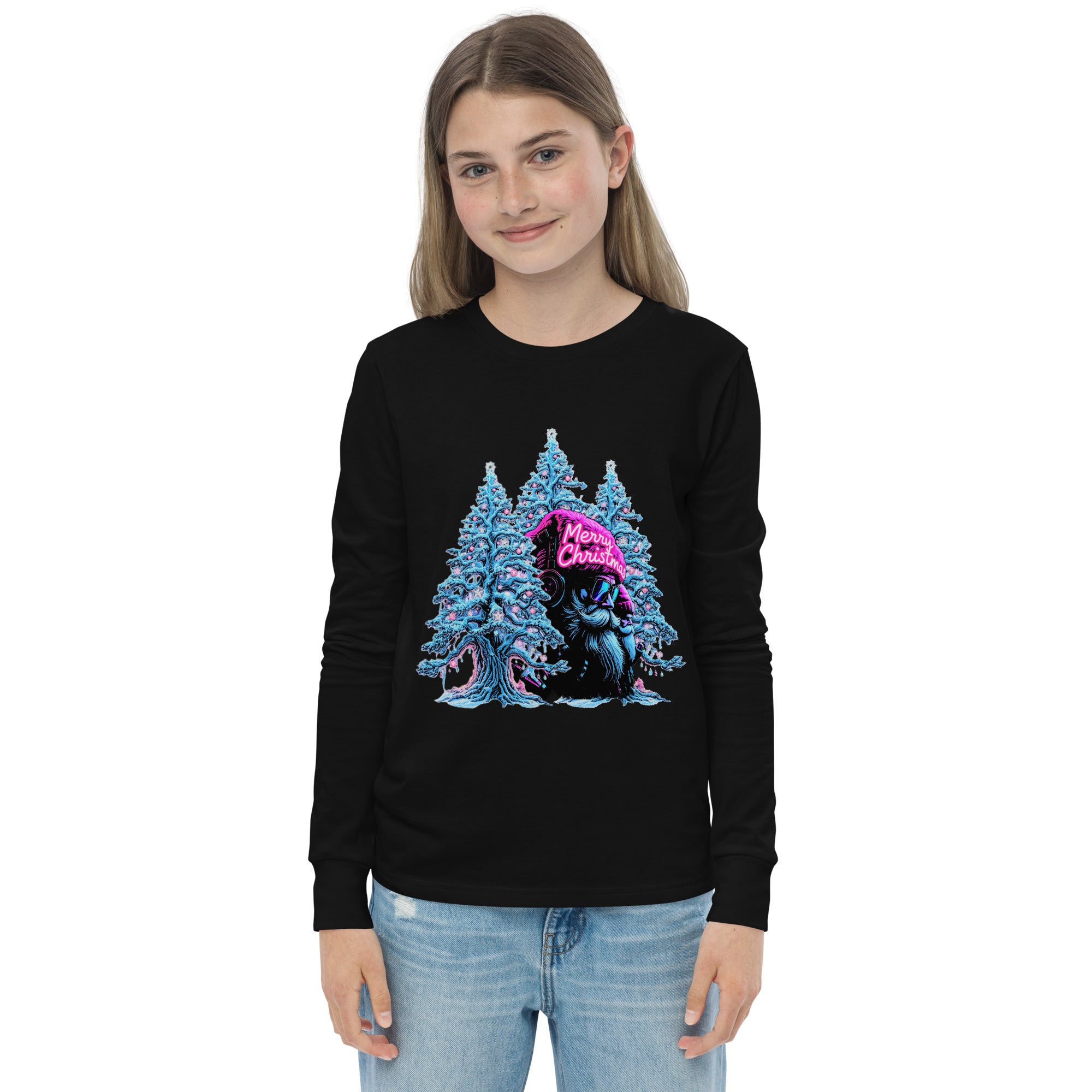 vantageu kids neon christmas premium tee  neon graphic detail
