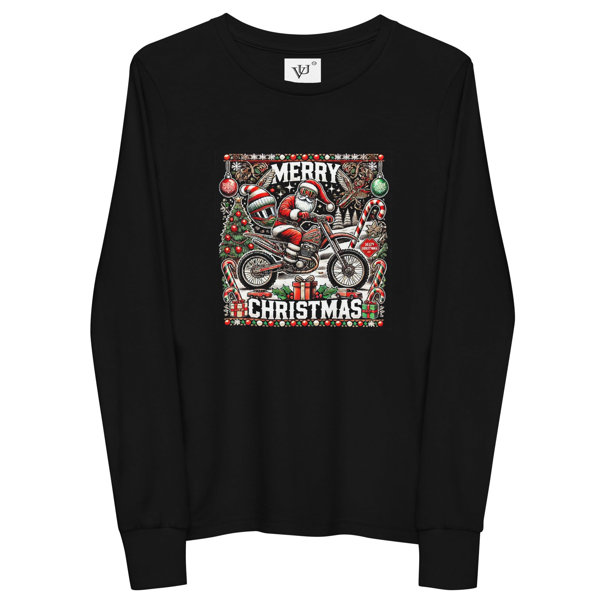 close-up vantageu santa biker graphic print kids tee premium cotton