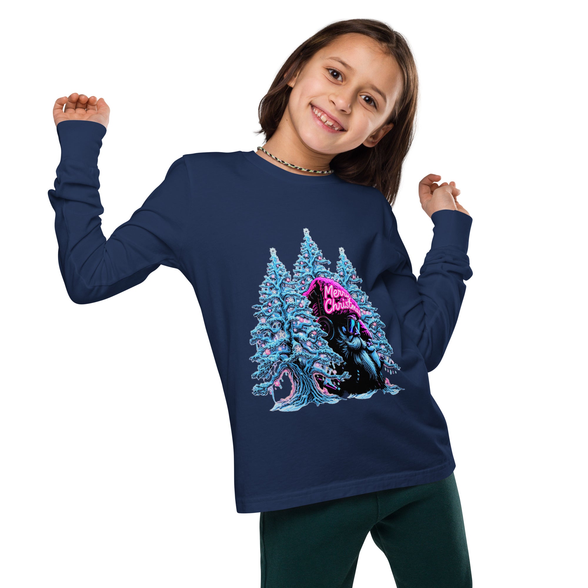 vantageu kids neon christmas premium tee front view